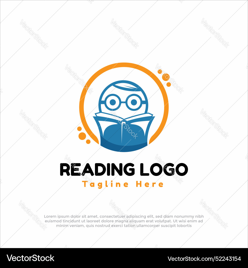 Geek reading logo design concept Vector Image