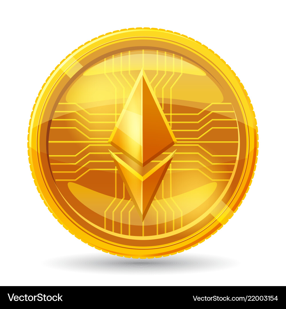 Golden Ethereum Crypto Blockchain Coin – Royalty-Free Vector | VectorStock