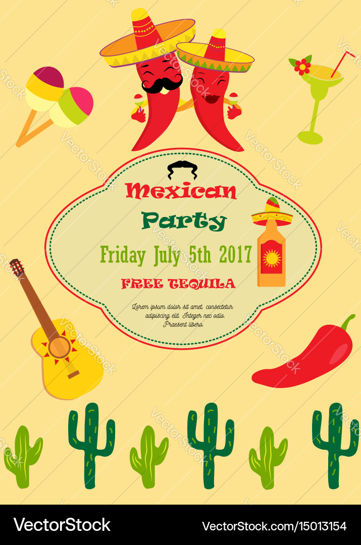 invitation-template-for-mexican-party-royalty-free-vector for Free Printable Blank Mexican Fiesta Invitations Invitation template for mexican party Royalty Free Vector for Free Printable Blank Mexican Fiesta Invitations