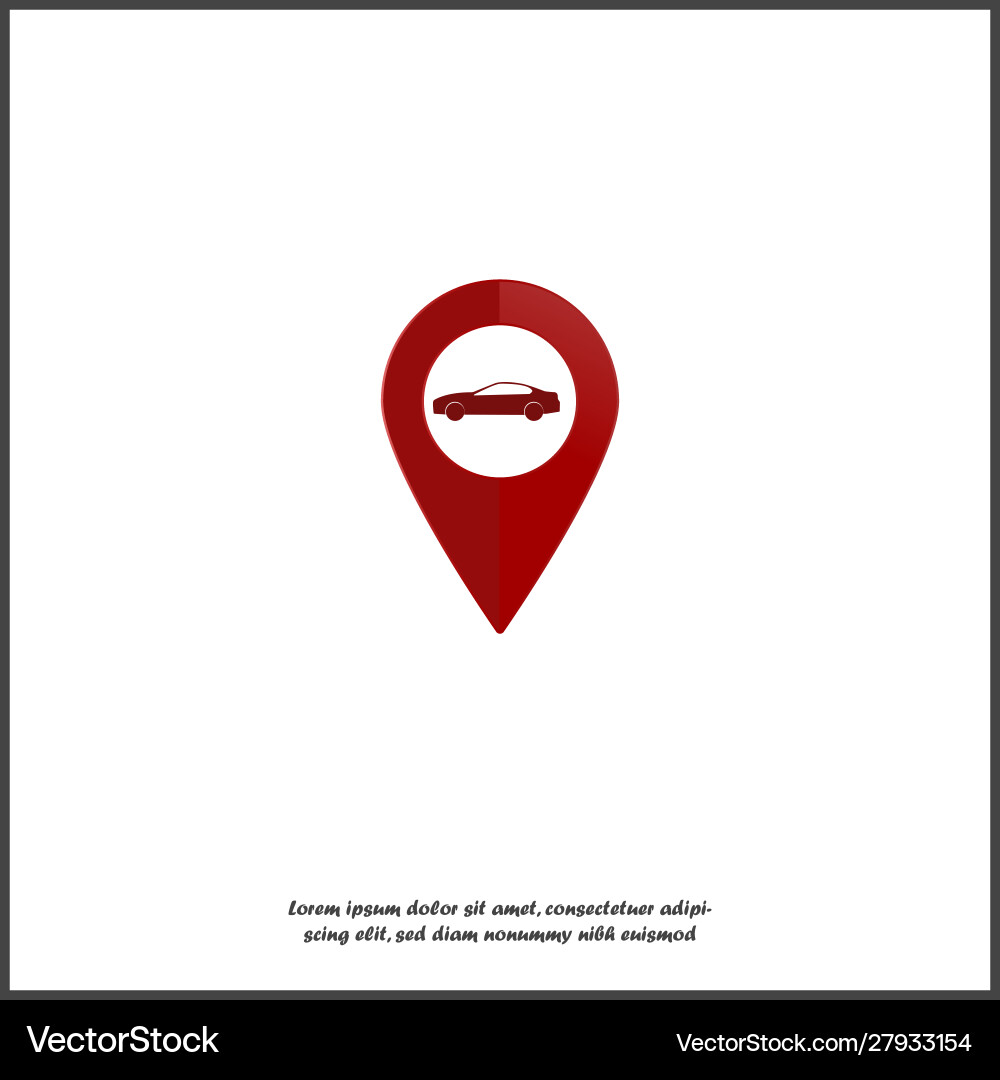 Map pointer icon with car positioning Map pointer icon with car positioning vector image