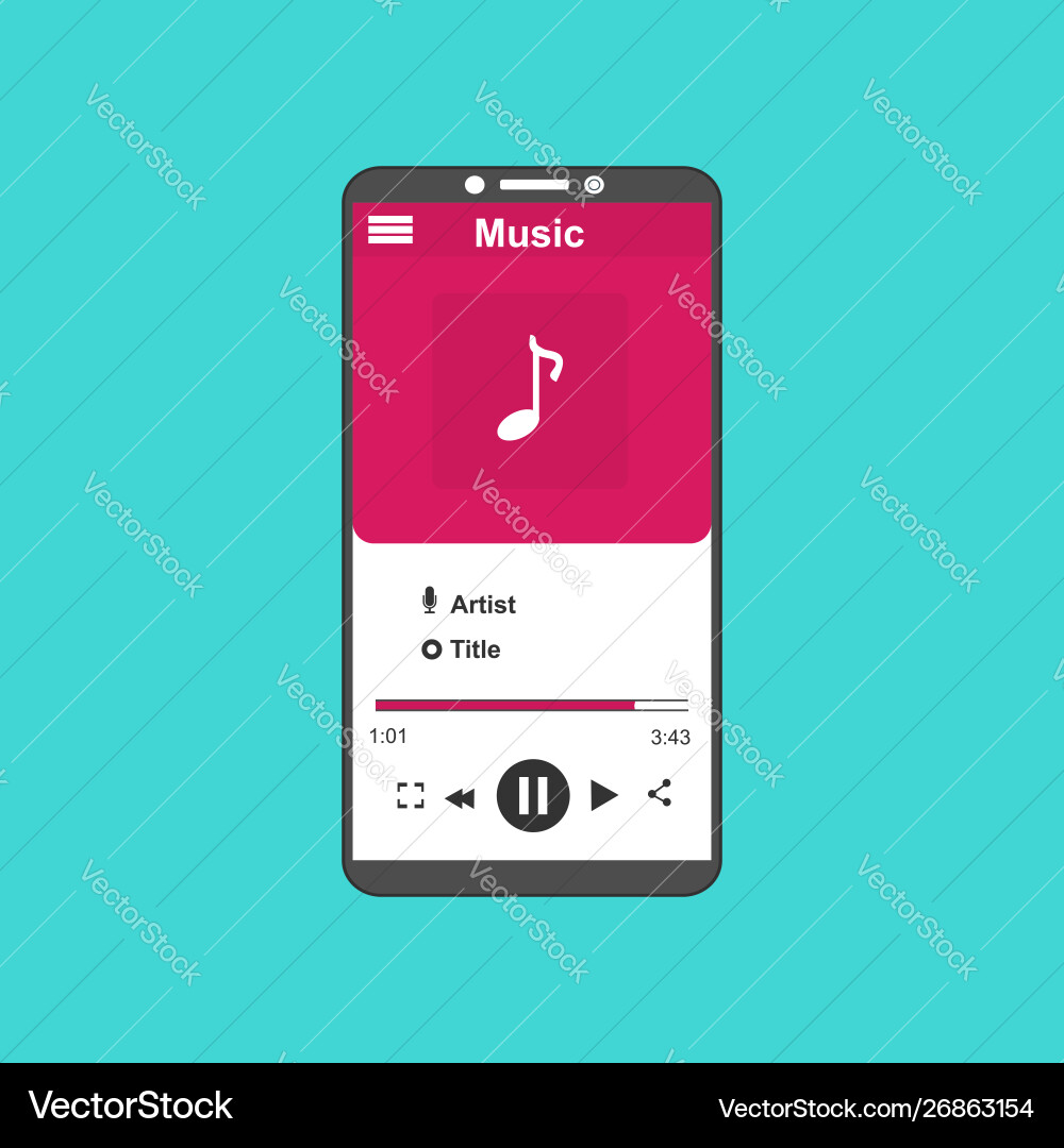 Media player application app template with flat Media player application app template with flat vector image
