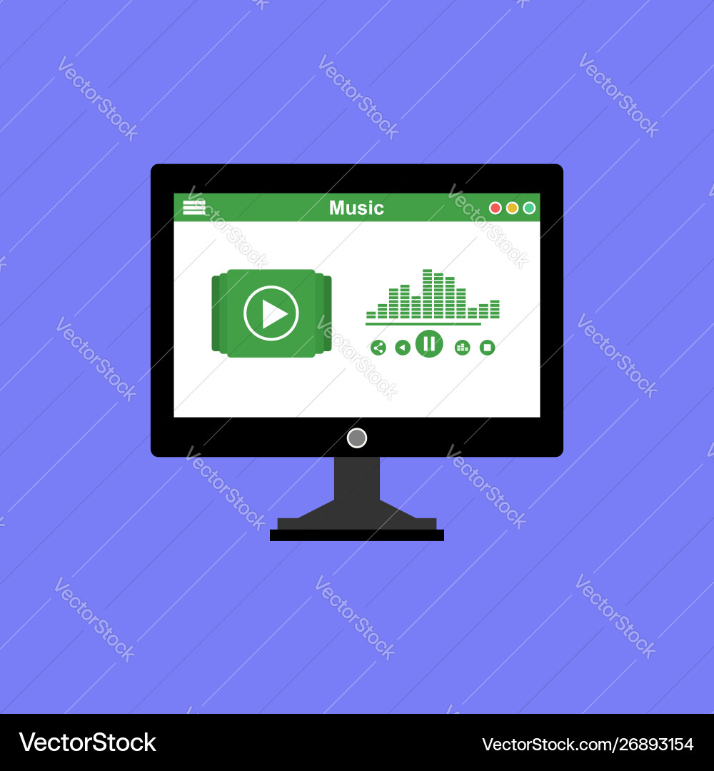 Media player application app template with flat Media player application app template with flat Vector Image