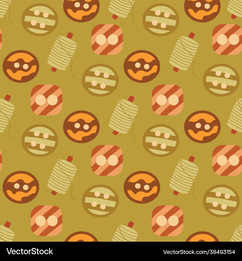Seamless pattern buttons and spool thread Vector Image
