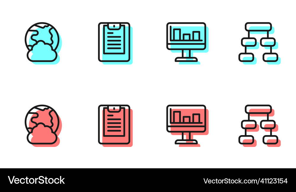 Set line monitor with graph chart social network Set line monitor with graph chart social network Vector Image