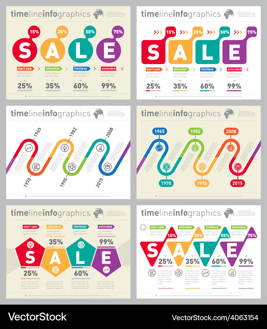 Set of horizontal infographic timelines web Vector Image