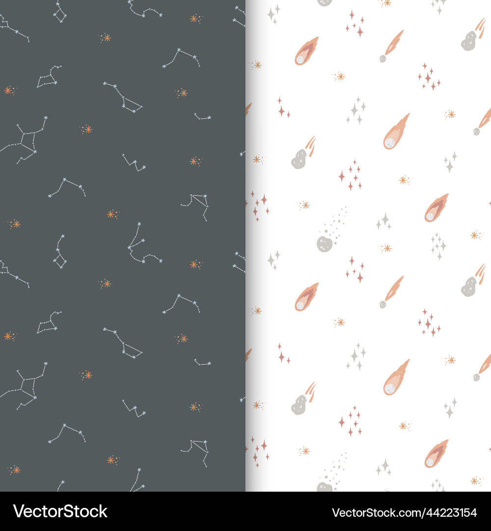 Set of two space seamless patterns vector image