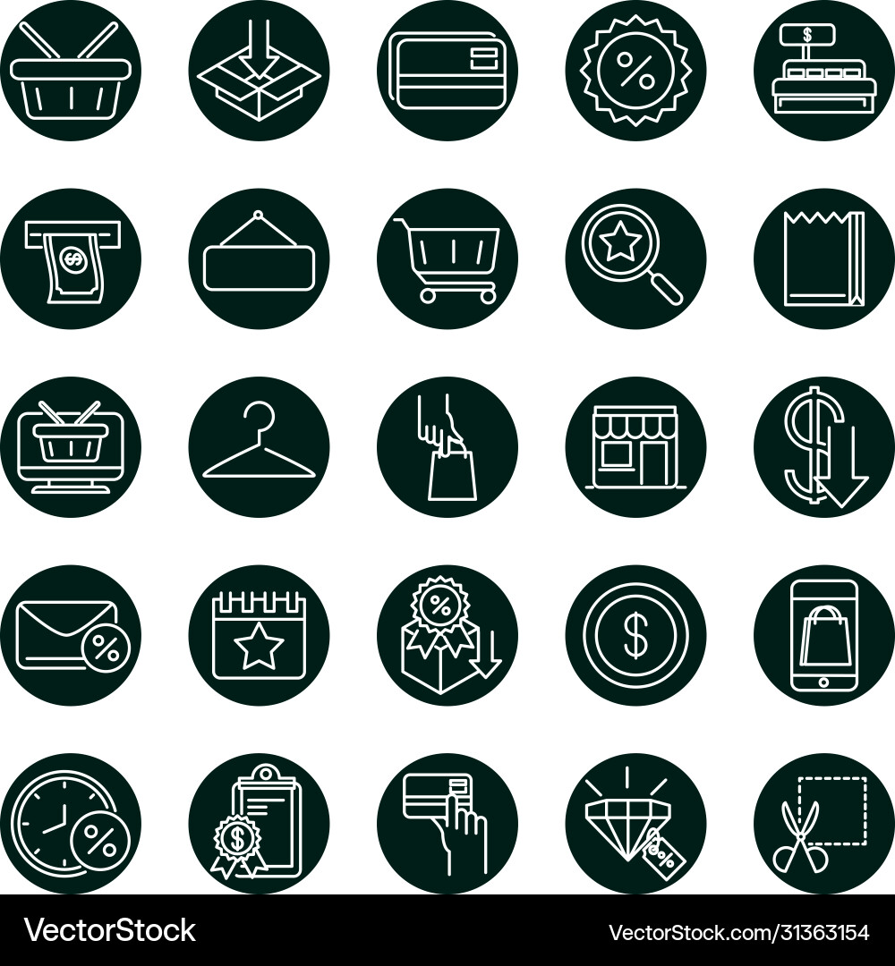 Shopping block and line style icon set Shopping block and line style icon set Vector Image