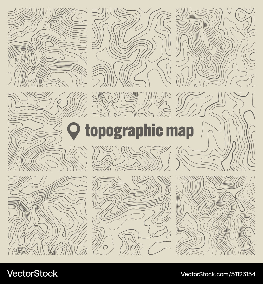 Topographic map with contour lines geographic vector image