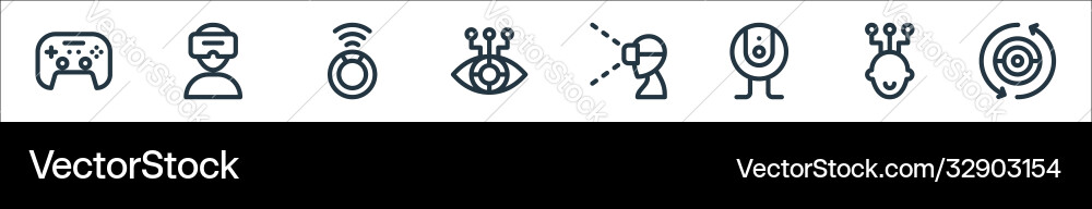 Virtual reality line icons linear set quality vector image