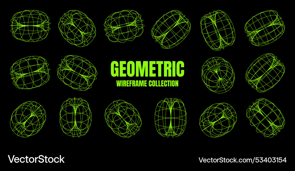 Wireframe lined shapes perspective mesh 3d grid Wireframe lined shapes perspective mesh 3d grid vector image