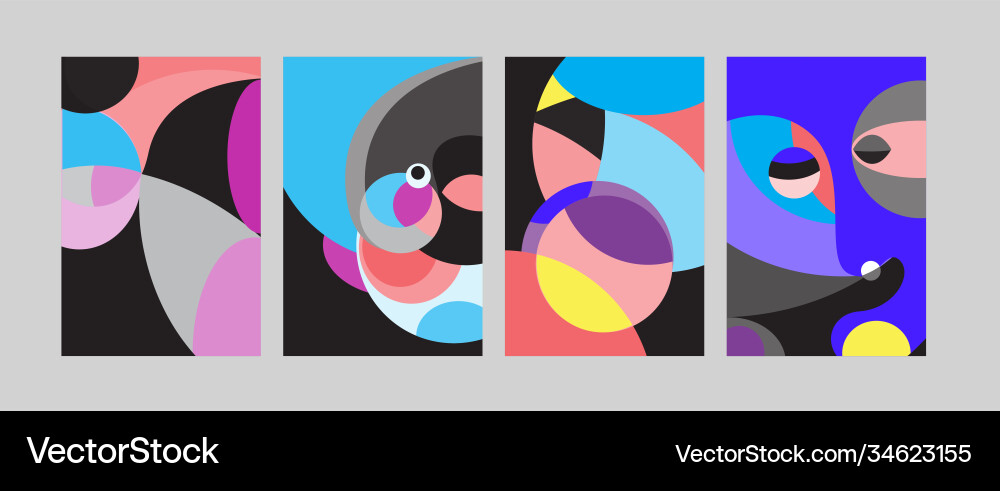 Abstract colorful geometric and curvy pattern Vector Image