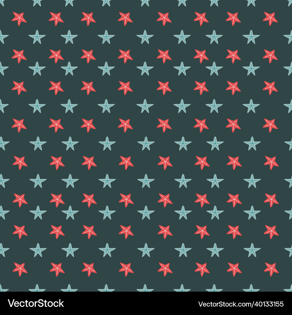 Abstract seamless pattern with stars in row vector image