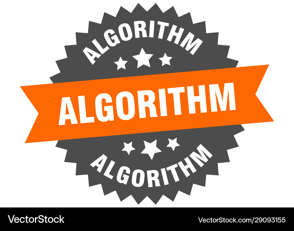 Algorithm sign circular band label vector image