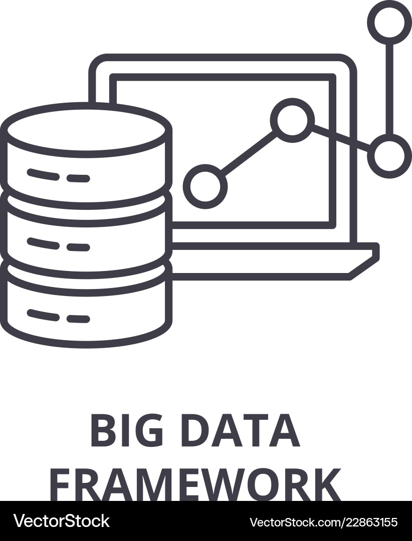 Big data framework line icon concept Big data framework line icon concept vector image