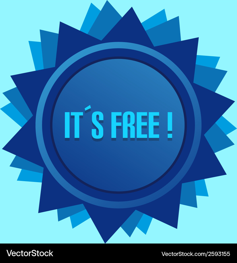 Blue style star with label sign free Vector Image
