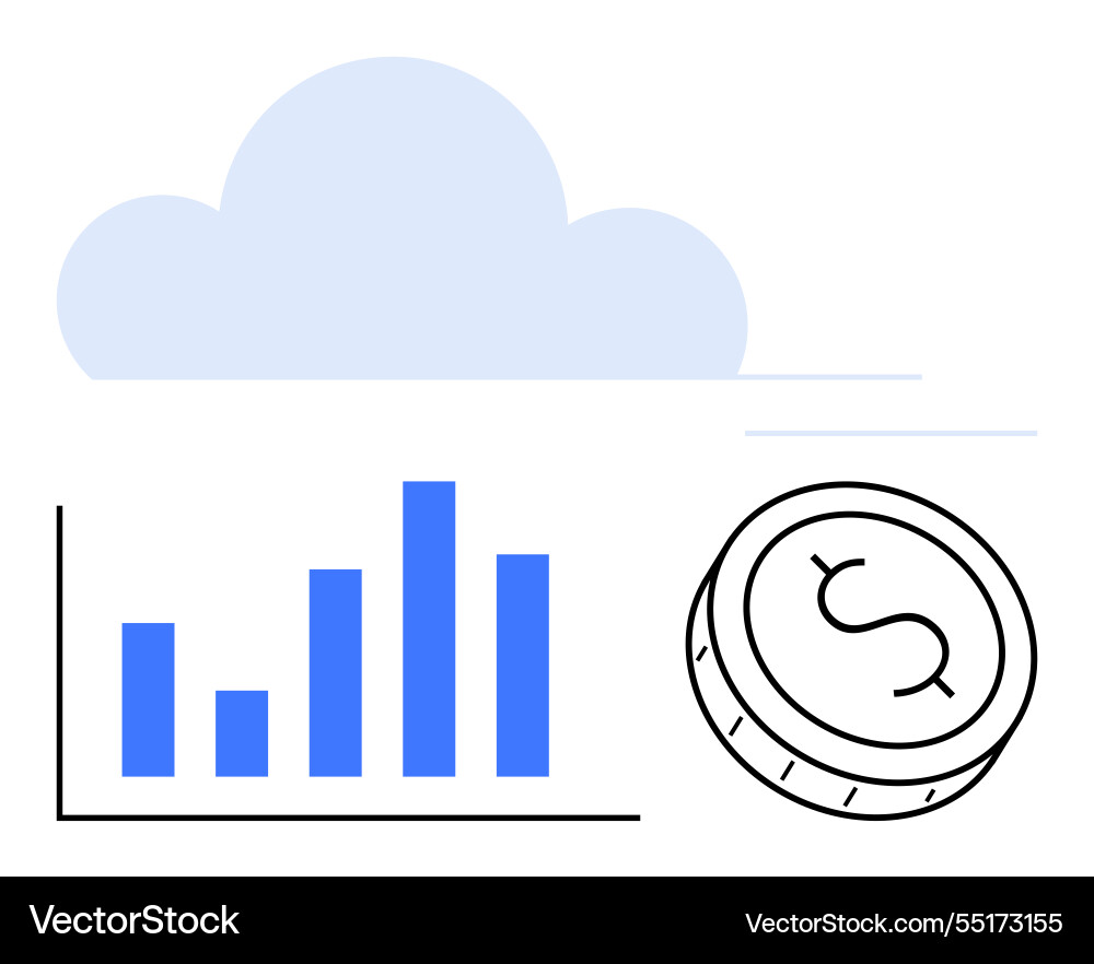 Cloud computing and financial analysis with bar Cloud computing and financial analysis with bar vector image