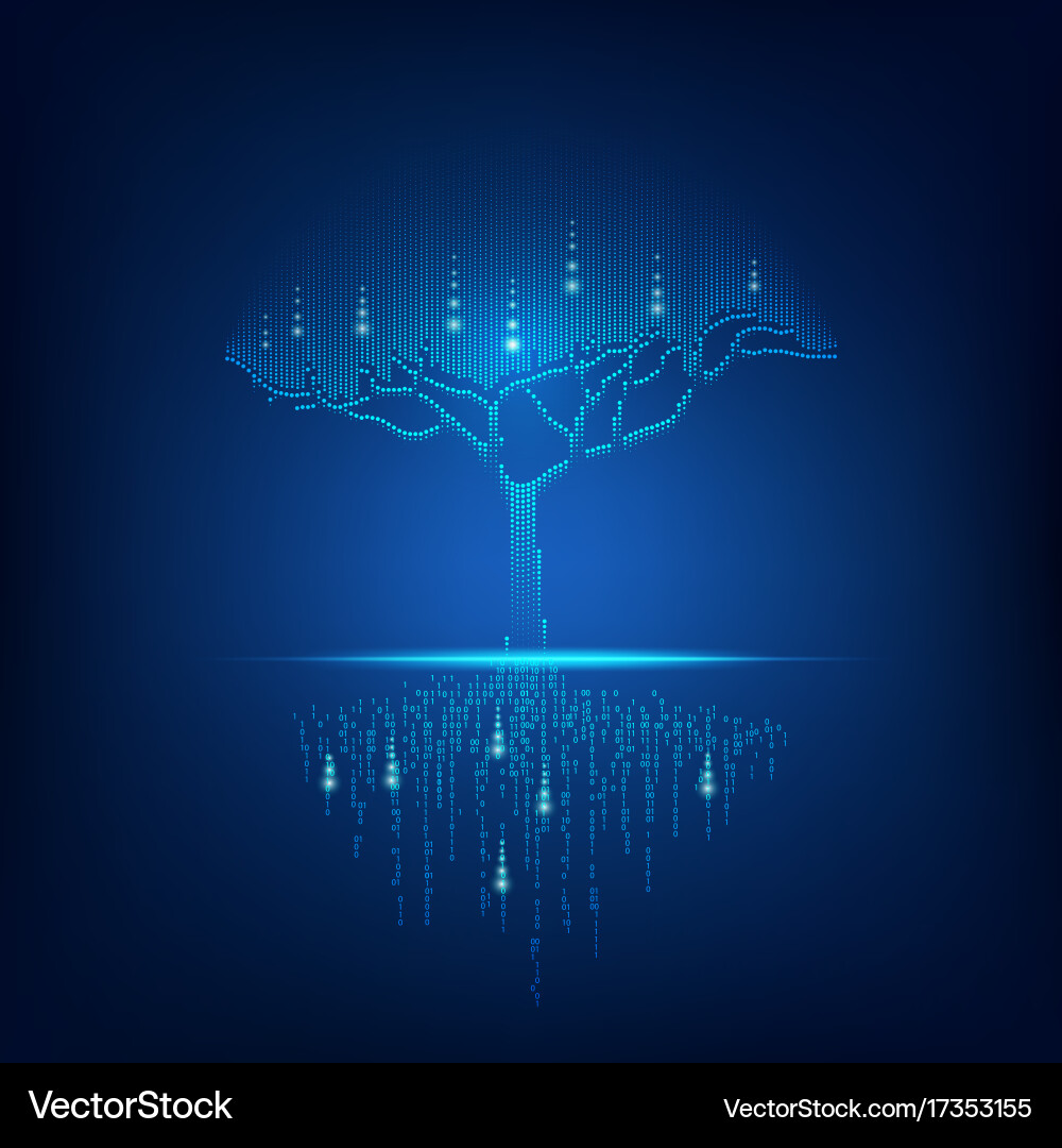 Digital Binary Tree Vector Image