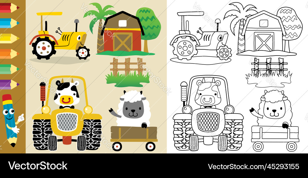 Farm field elements with animals Farm field elements with animals vector image