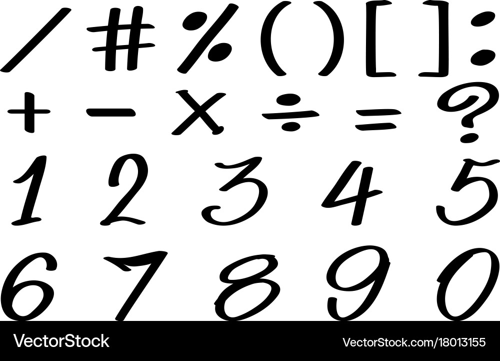 Font design for numbers and math signs Vector Image