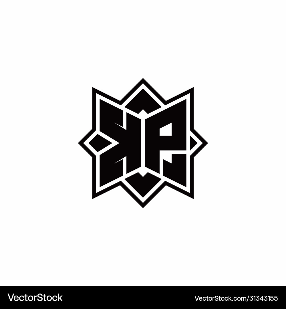 Kp monogram logo with square rotate style outline vector image