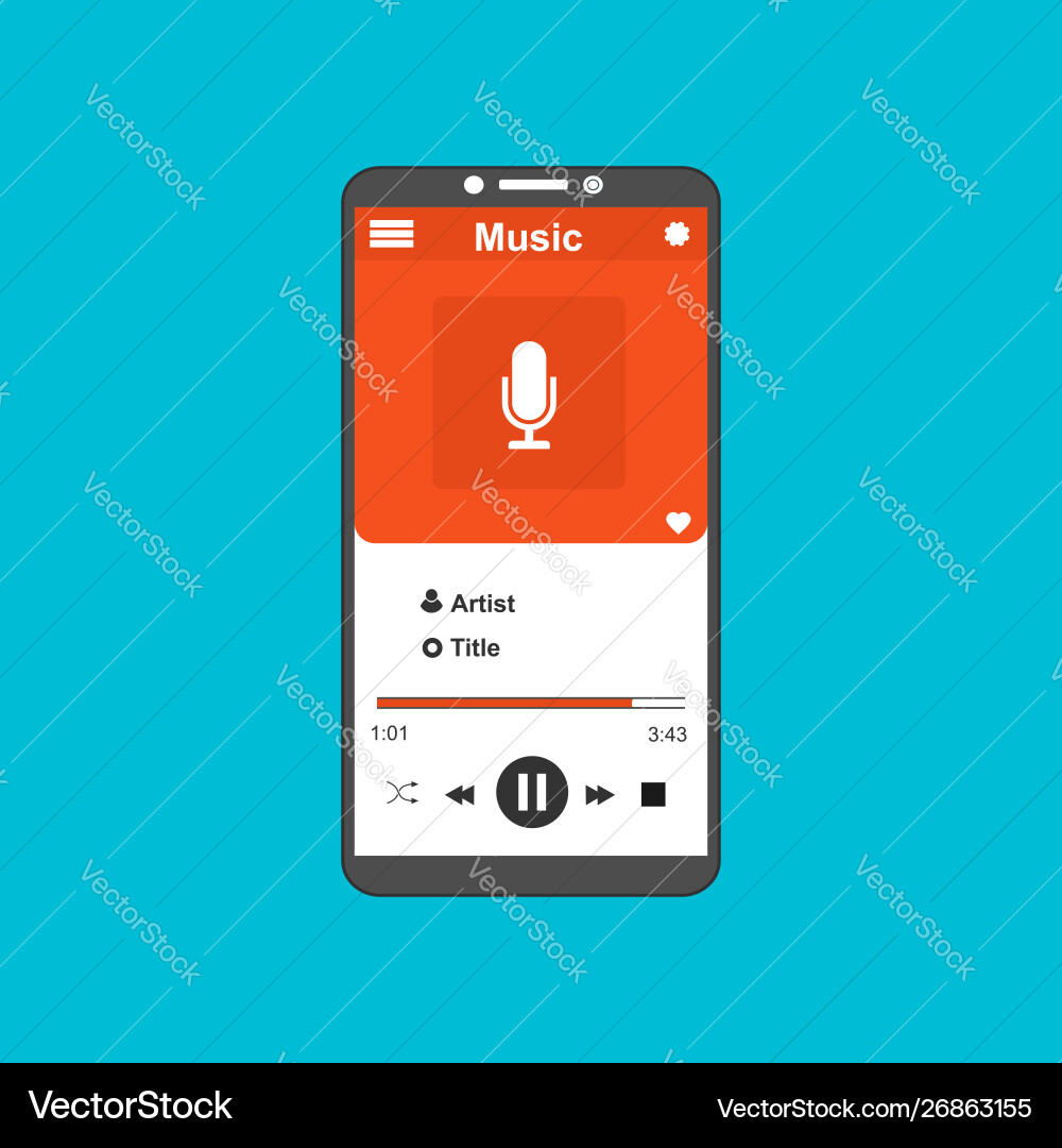 Media player application app template with flat Media player application app template with flat vector image