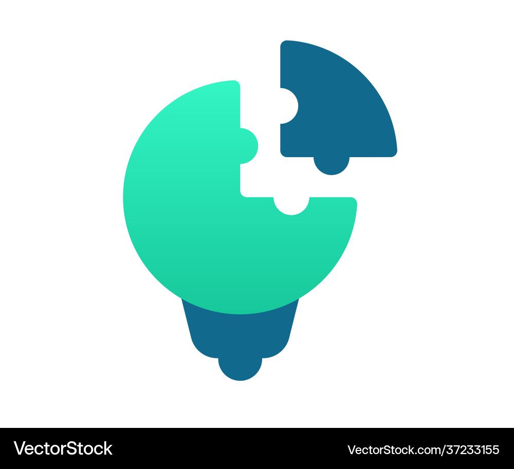 Puzzle lightbulb solution solving single isolated vector image