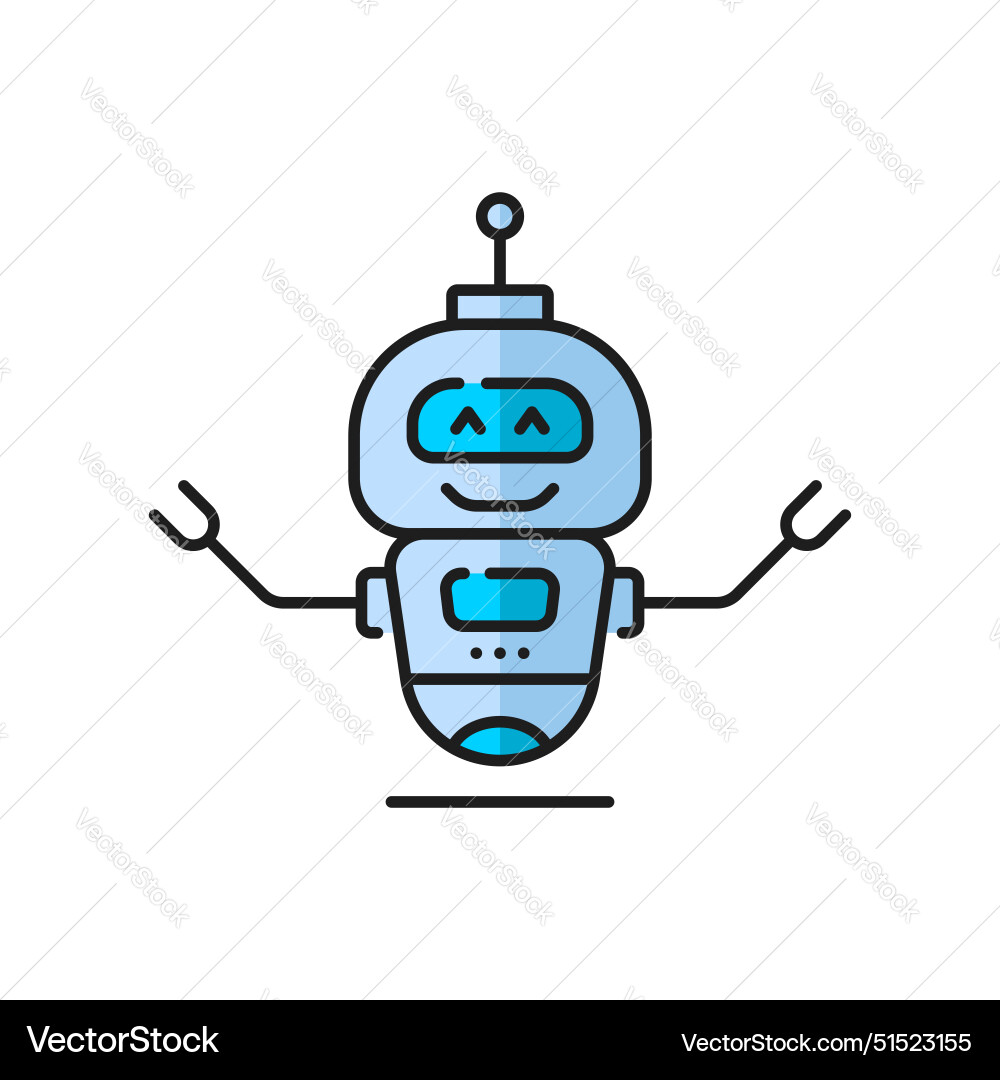 Retro droid flying robot or virtual bot line icon Retro droid flying robot or virtual bot line icon vector image