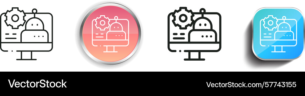 Robot icon thin linear regular and button style Robot icon thin linear regular and button style vector image