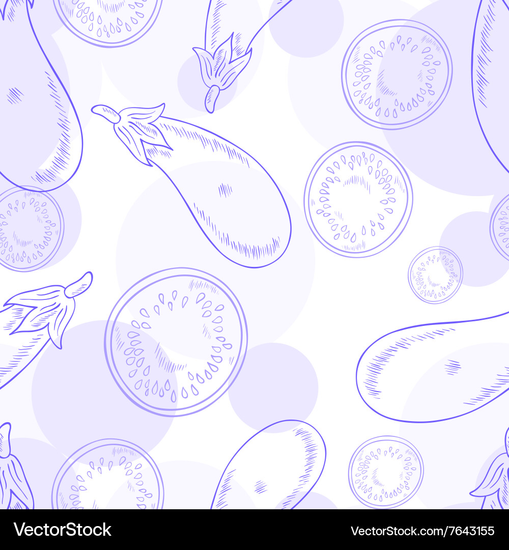 Seamless pattern with eggplant and its slice Vector Image