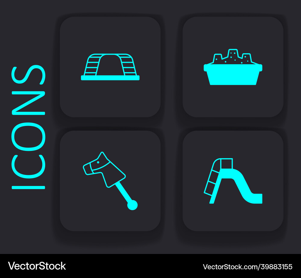 Set slide playground monkey bar sandbox Set slide playground monkey bar sandbox Vector Image