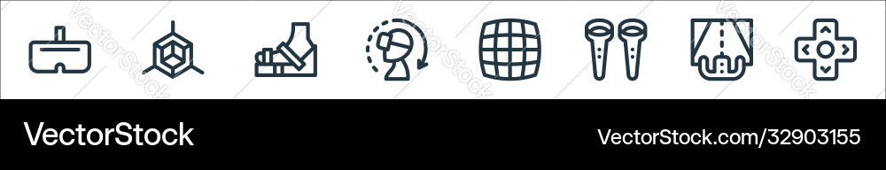 Virtual reality line icons linear set quality Virtual reality line icons linear set quality vector image