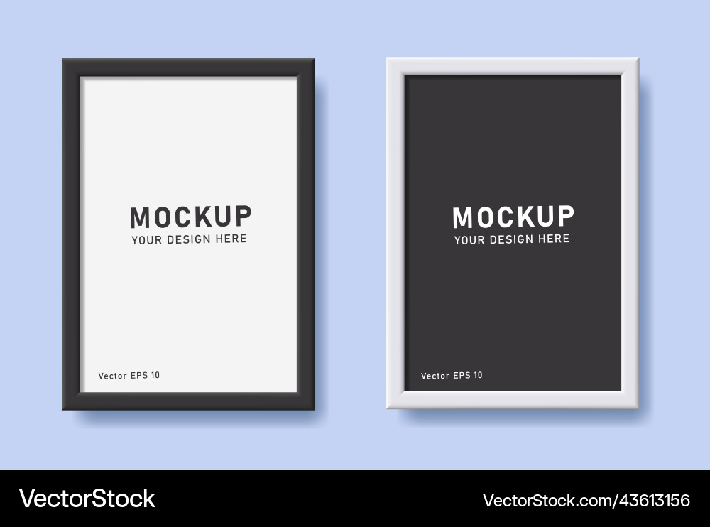 3d realistic frame mockup in black and white vector image