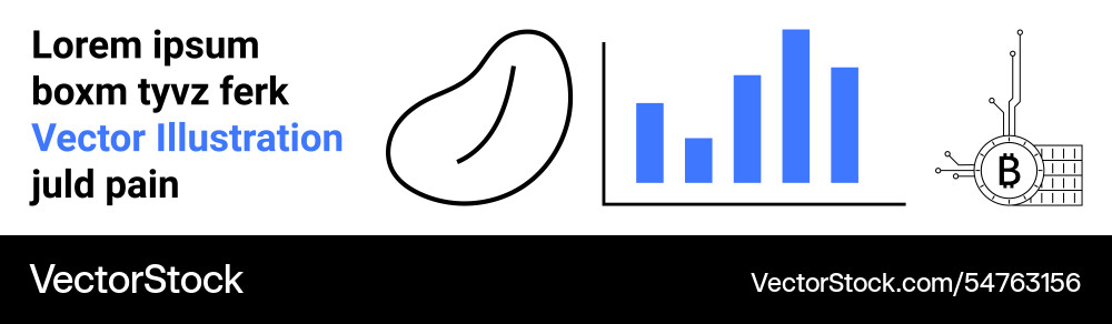 Blue bar graph abstract shape and bitcoin symbol Vector Image