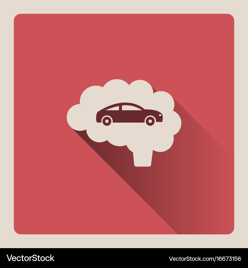 Brain thinking in car on red background with shade vector image