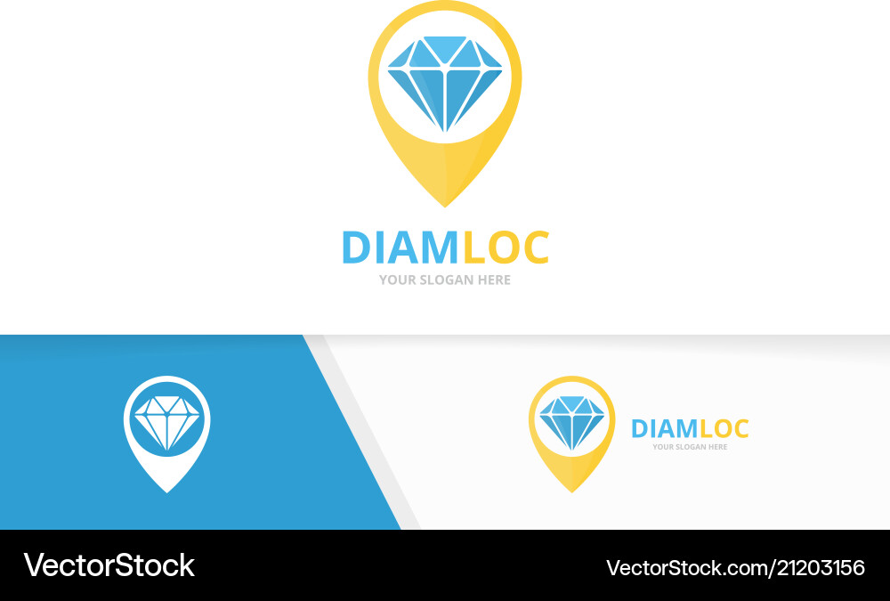 Diamond and map pointer logo combination Diamond and map pointer logo combination Vector Image