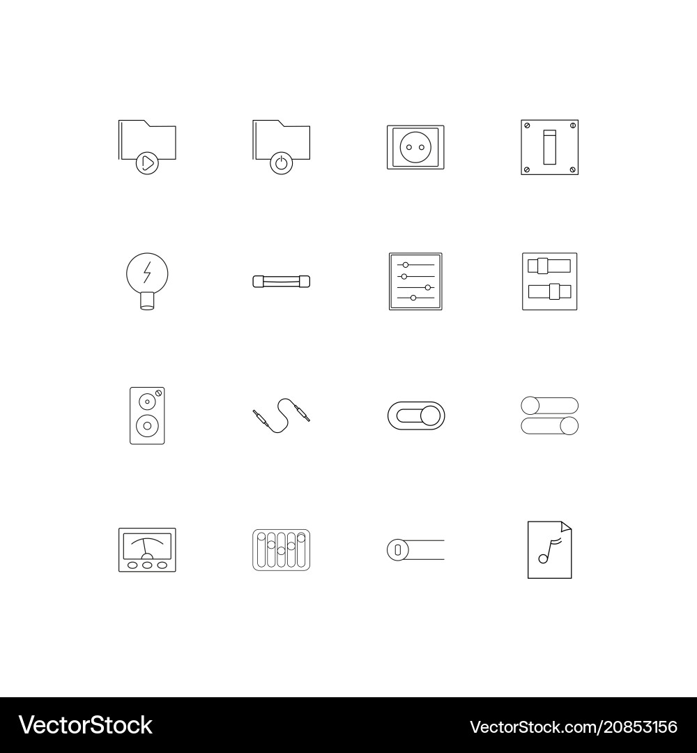 Electrical linear thin icons set outlined simple Vector Image