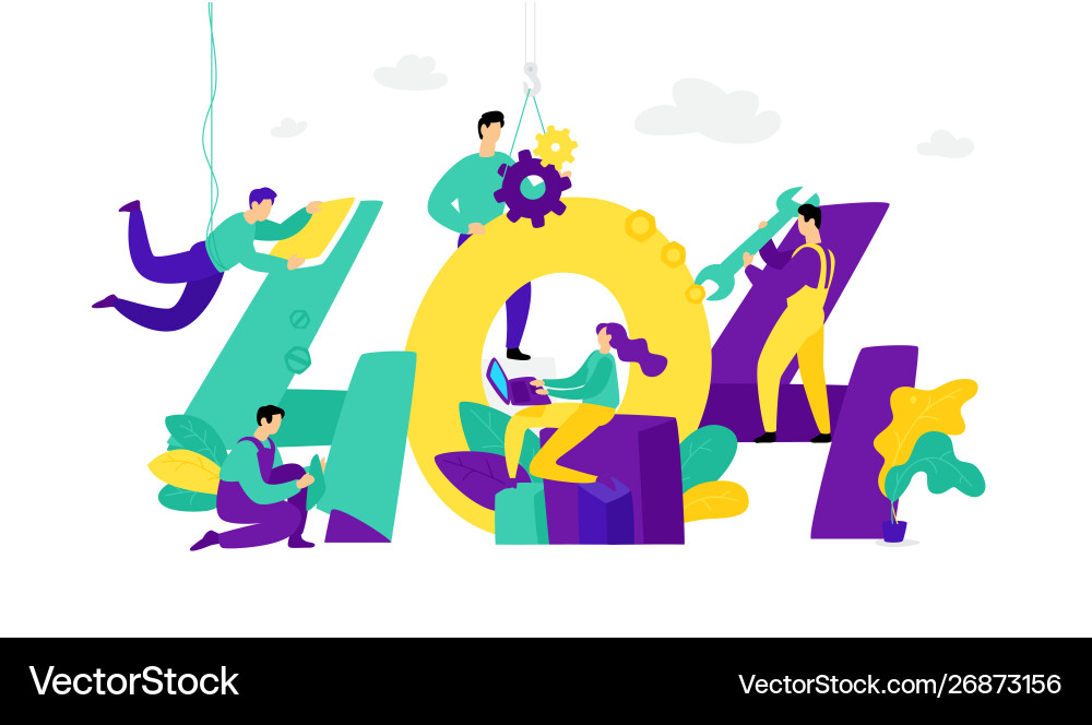 For page 404 flat style not found error Vector Image