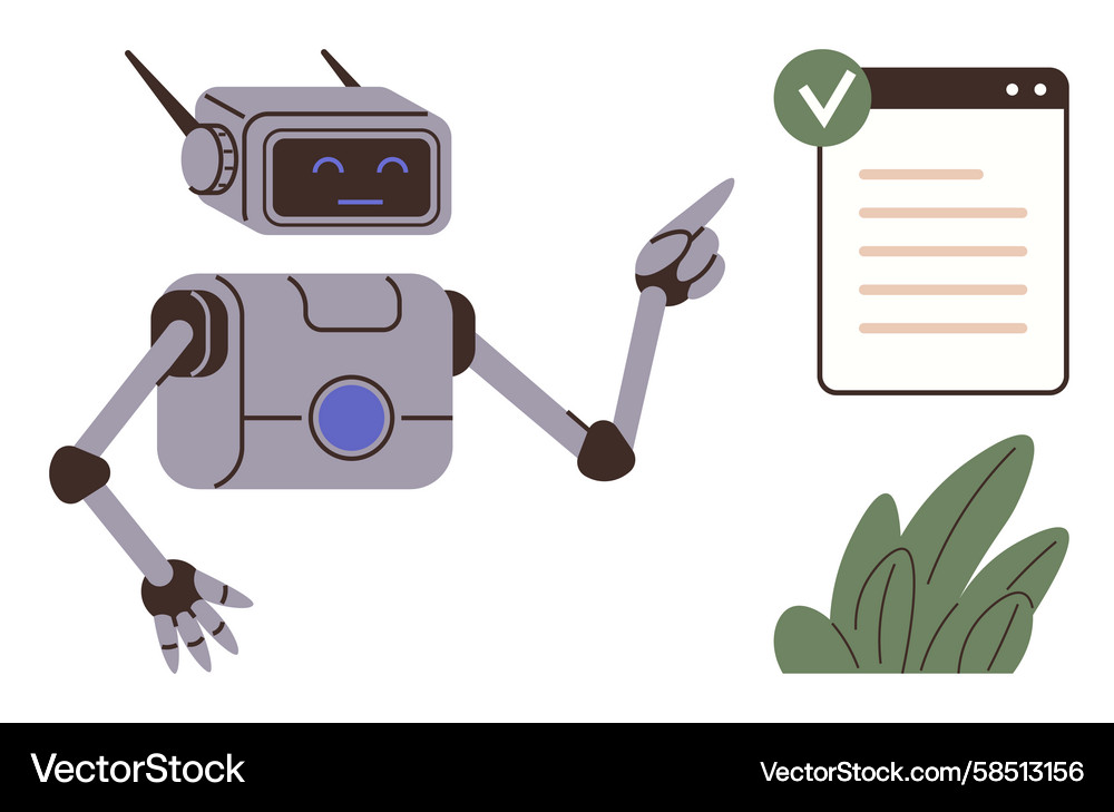Friendly Robot with Checklist Vector Image