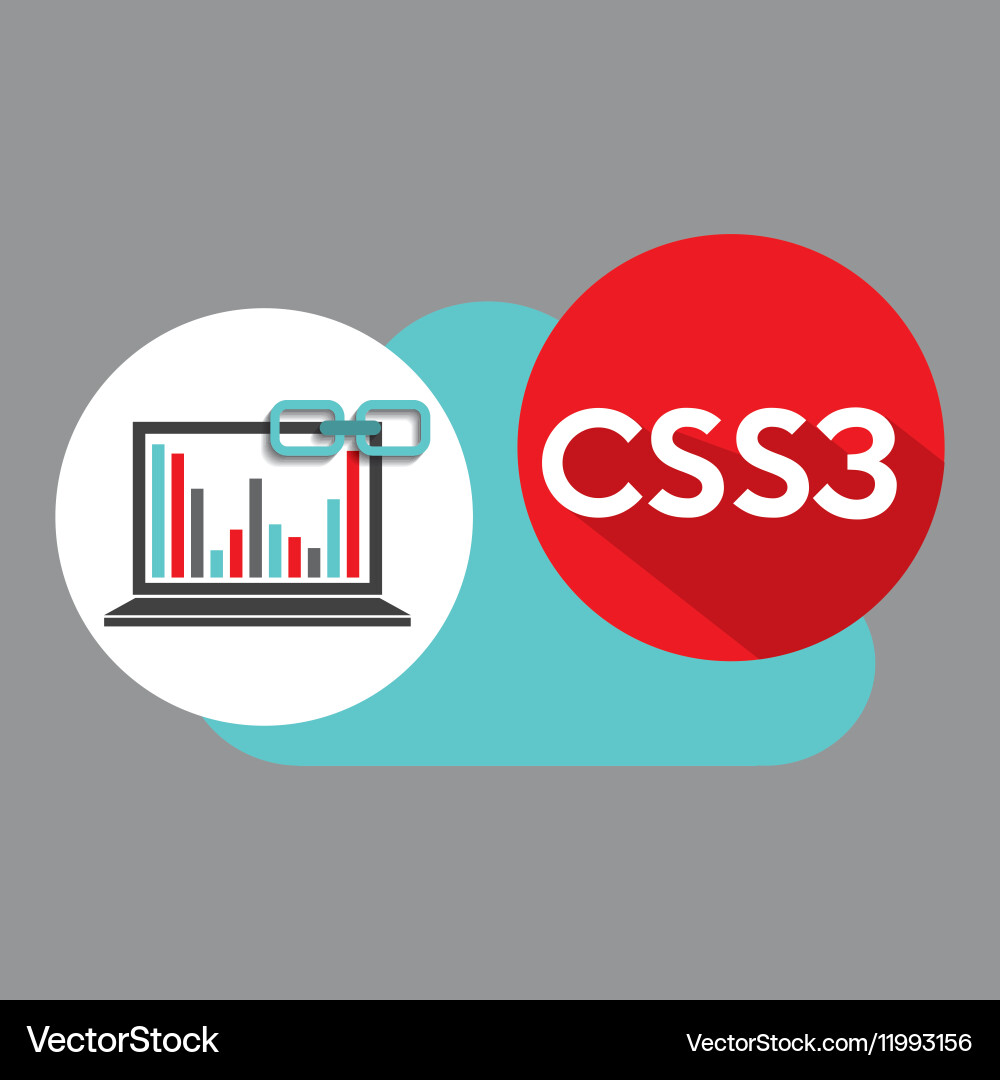 Laptop graphs cloud css3 link web Vector Image