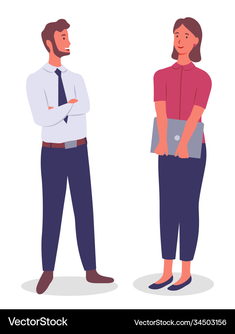 Meeting in office colleagues man and woman Meeting in office colleagues man and woman vector image