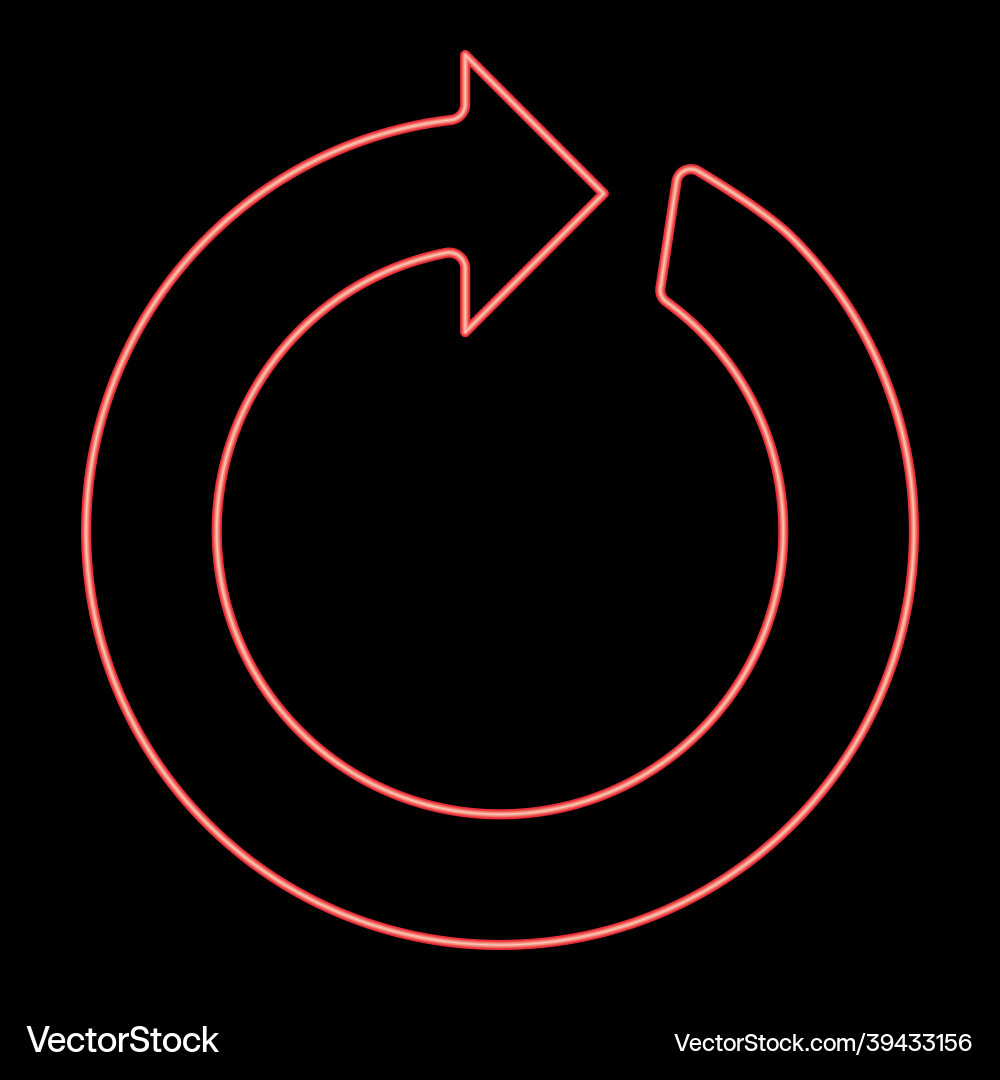 Neon circle arrow red color flat style image vector image