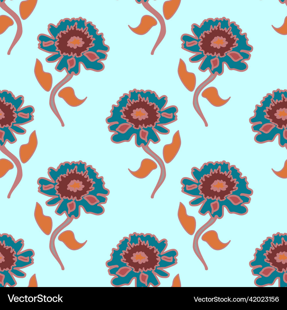 Orange and blue repeat floral pattern Orange and blue repeat floral pattern vector image
