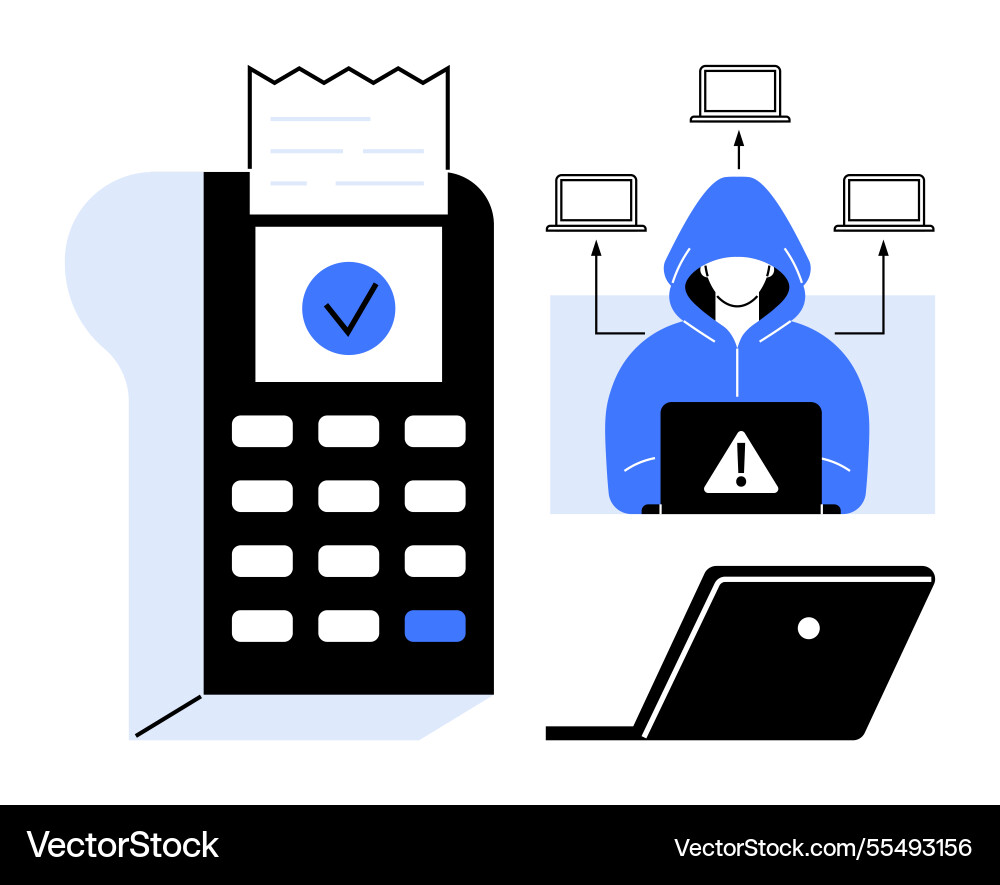 Payment security with hacker alert checkout Payment security with hacker alert checkout vector image