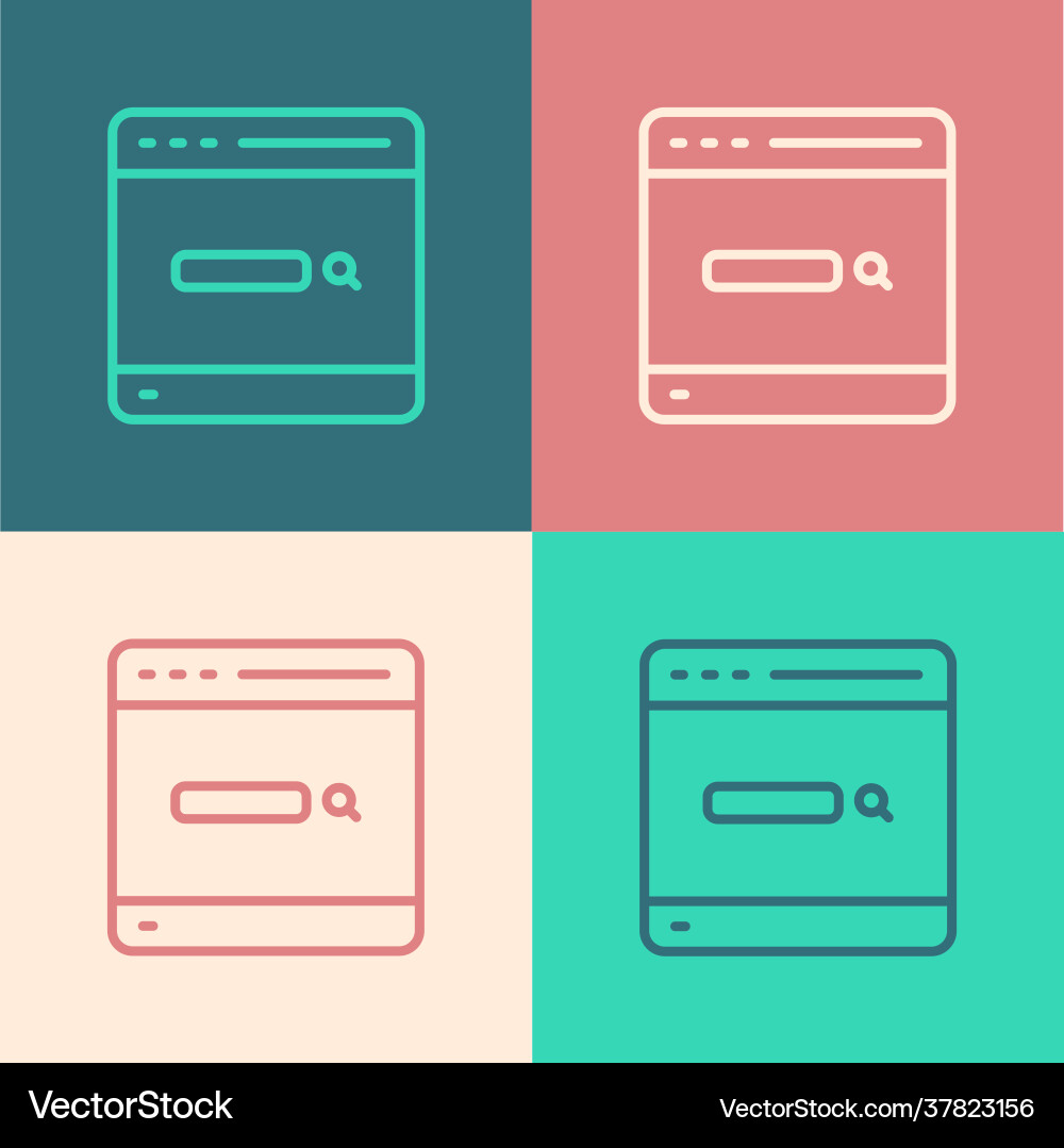 Pop art line search engine icon isolated on color Pop art line search engine icon isolated on color vector image