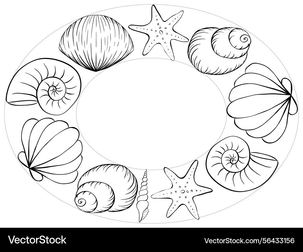 Seashell oval frame template for text graphic Seashell oval frame template for text graphic Vector Image