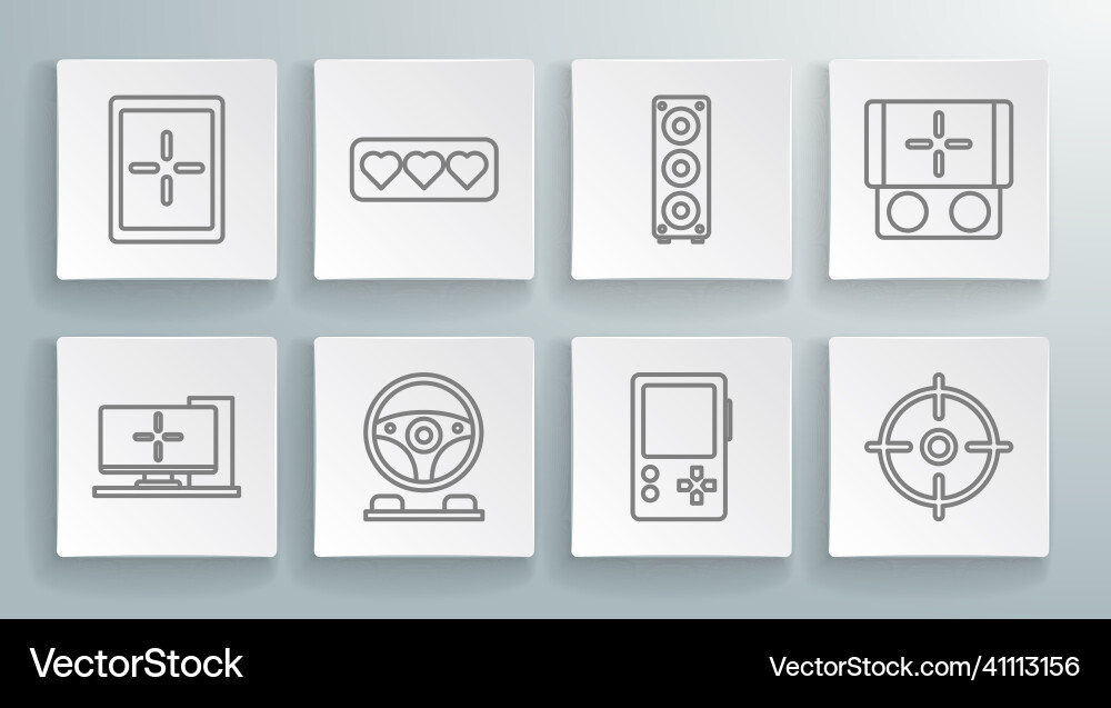 Set line computer monitor like and heart racing Set line computer monitor like and heart racing vector image