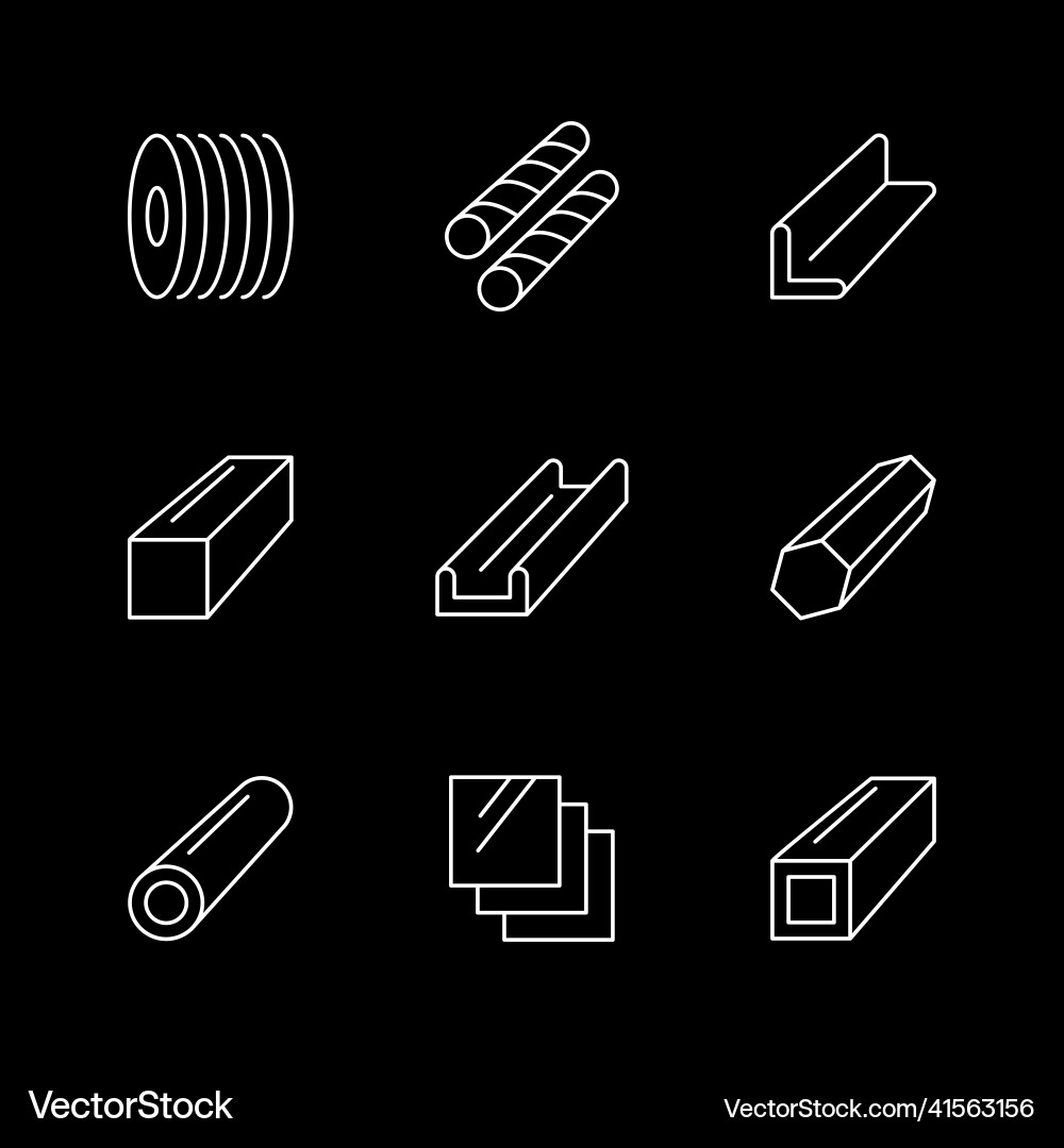 Set line icons of metal products Set line icons of metal products vector image