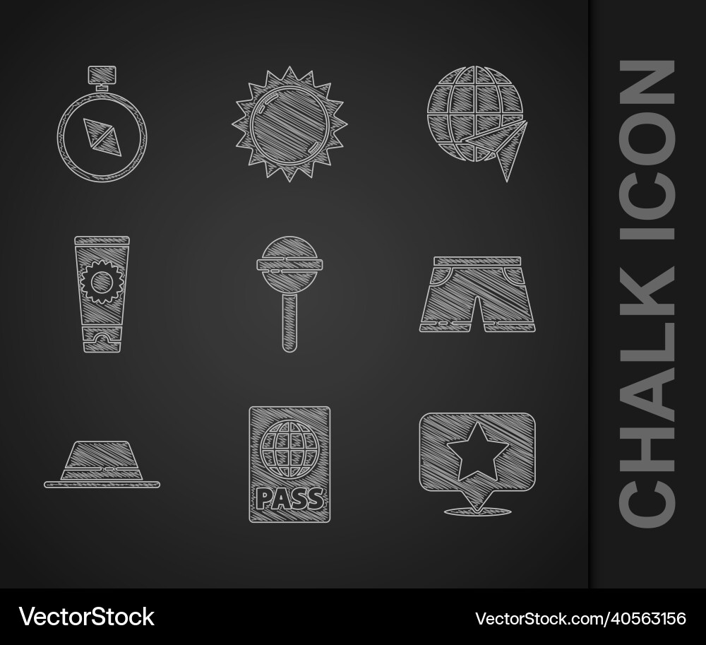 Set lollipop passport map pointer with star Set lollipop passport map pointer with star vector image