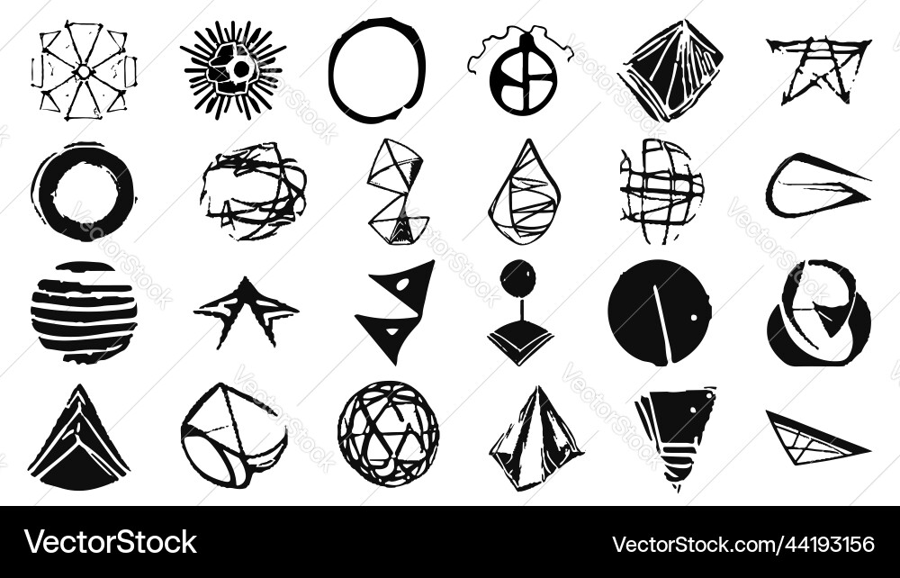 Set of design elements in grunge style irregular Vector Image