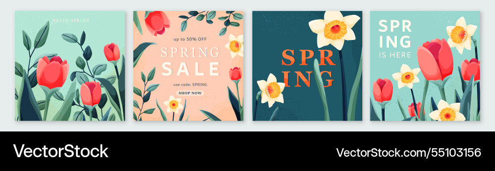 Spring set background floral pattern Royalty Free Vector